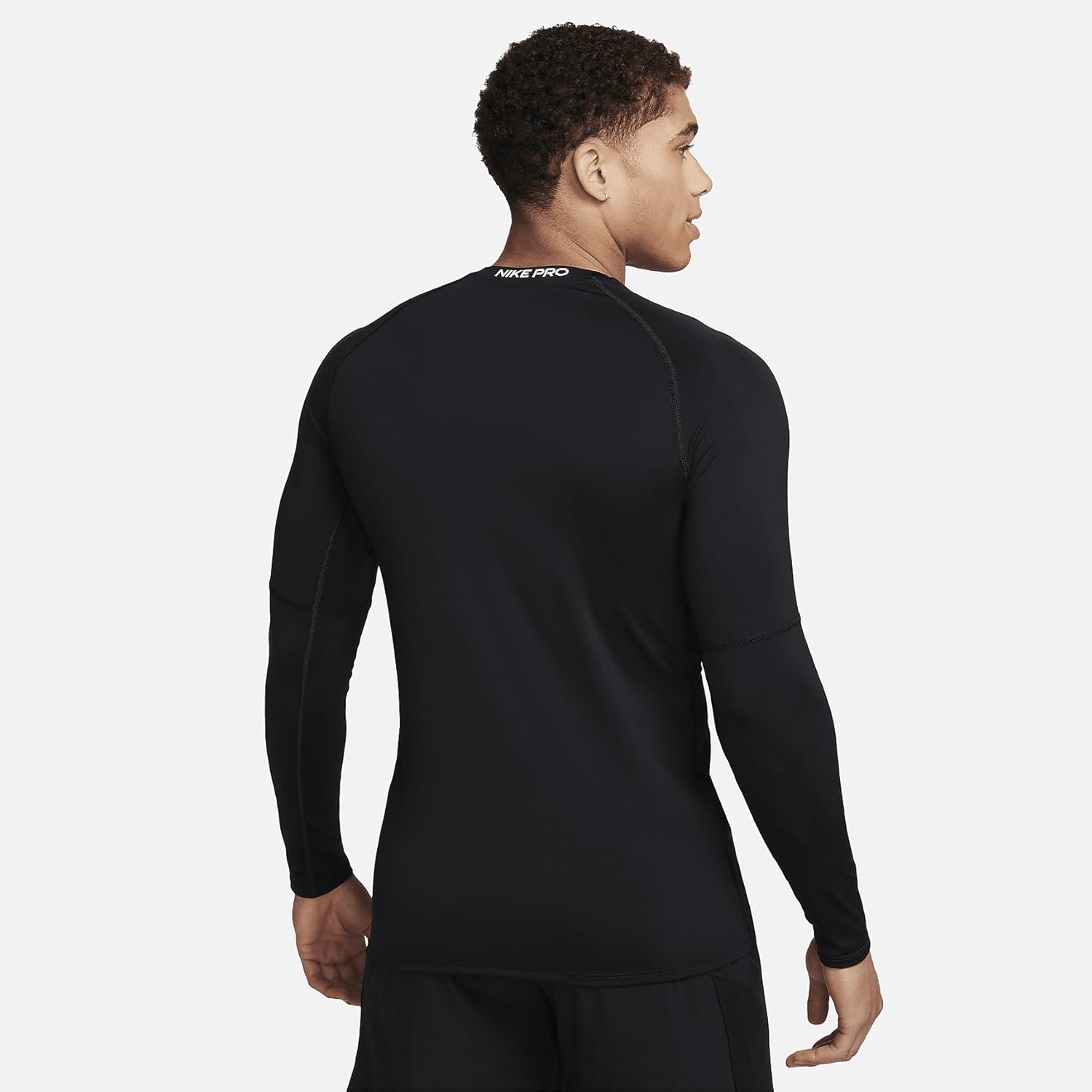 Мужская облегающая спортивная футболка с длинным рукавом Nike Pro Dri-fit, Black/White — фото 2