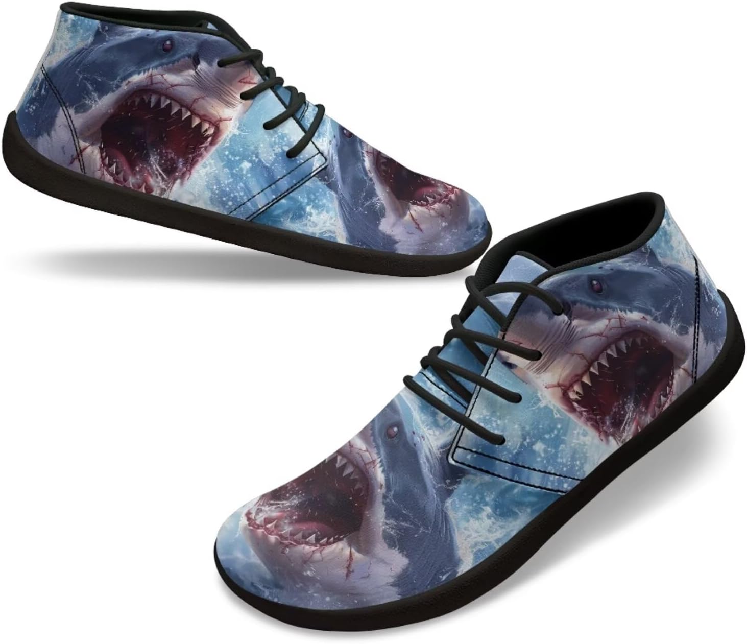 

Мужские кроссовки для ходьбы с рисунком синих акул, нескользящей подошвой и нулевым перепадом, для бега Xixirimido