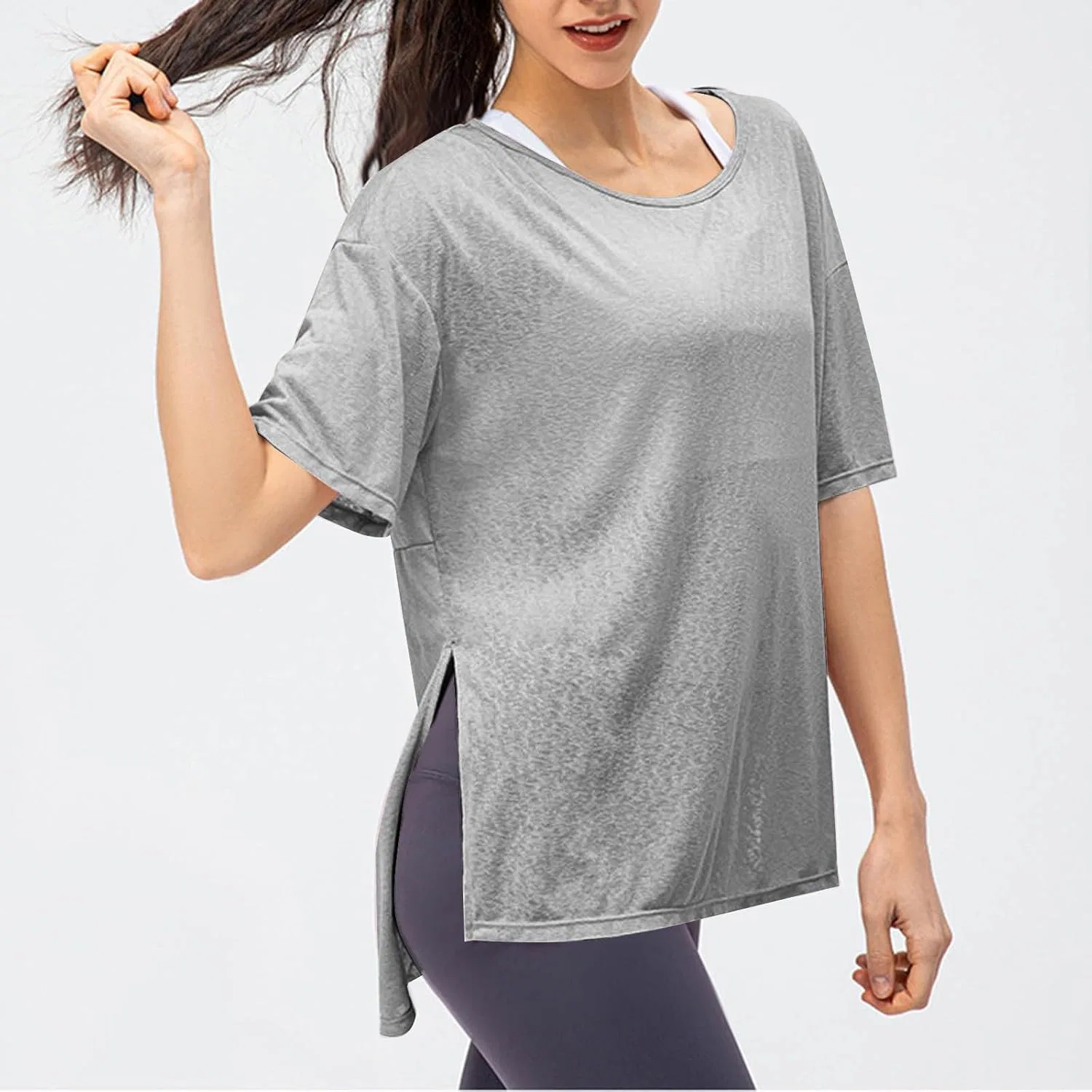 Футболка женская Oversized Mesh, бренд Generic, цвет Gray — фото 4