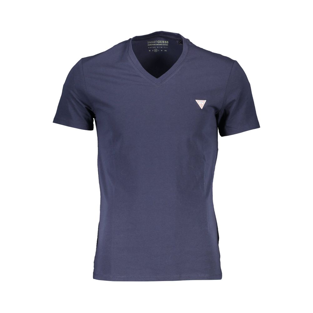 

Синяя хлопковая футболка Guess Shoes, синий