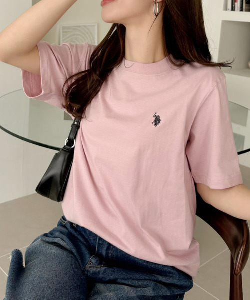 

Футболка с коротким рукавом и круглым вырезом U.S. POLO ASSN., розовая