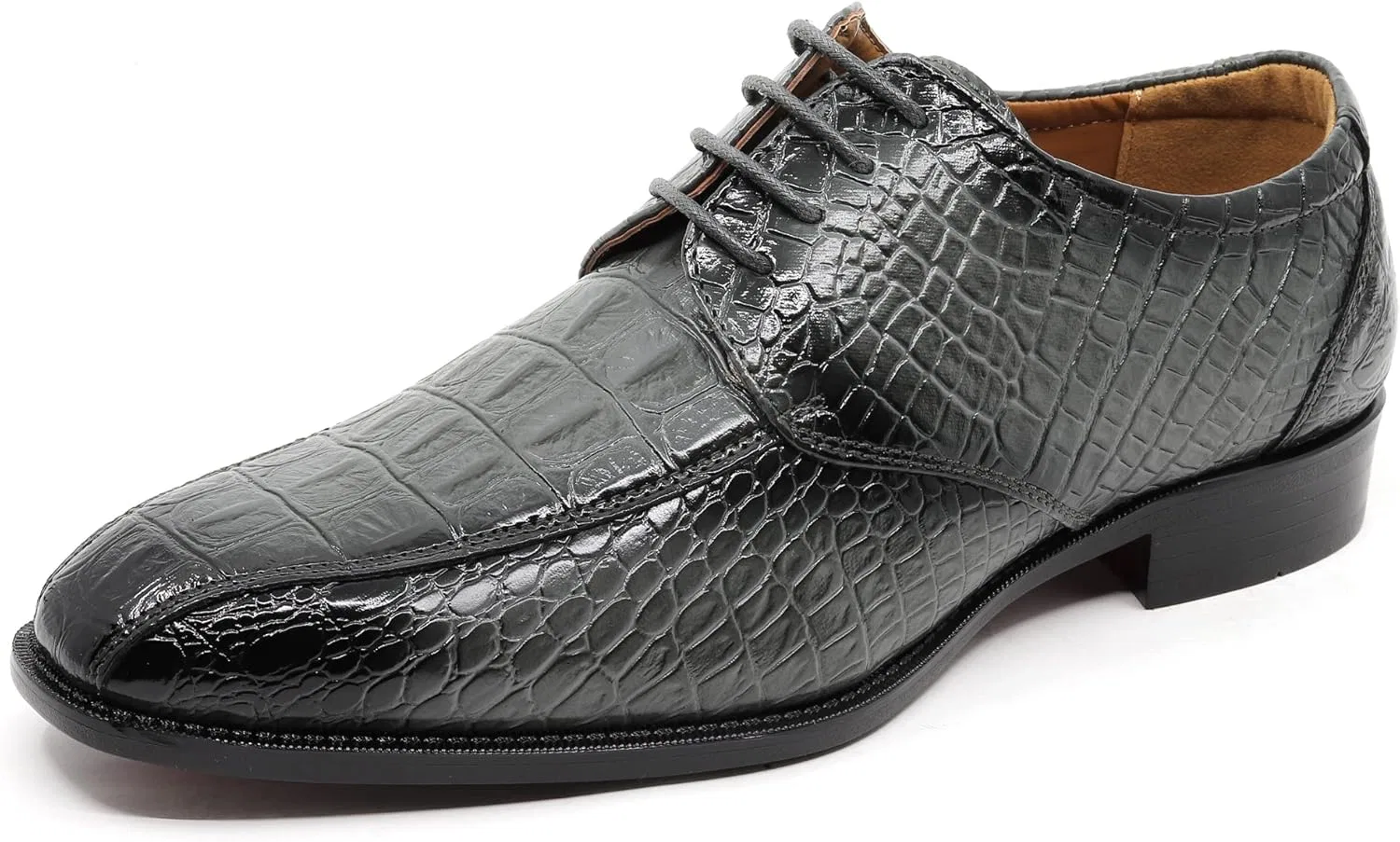 Мужские оксфорды с крокодиловым принтом, шнуровка, Crocodile-03 Metrocharm, Gray