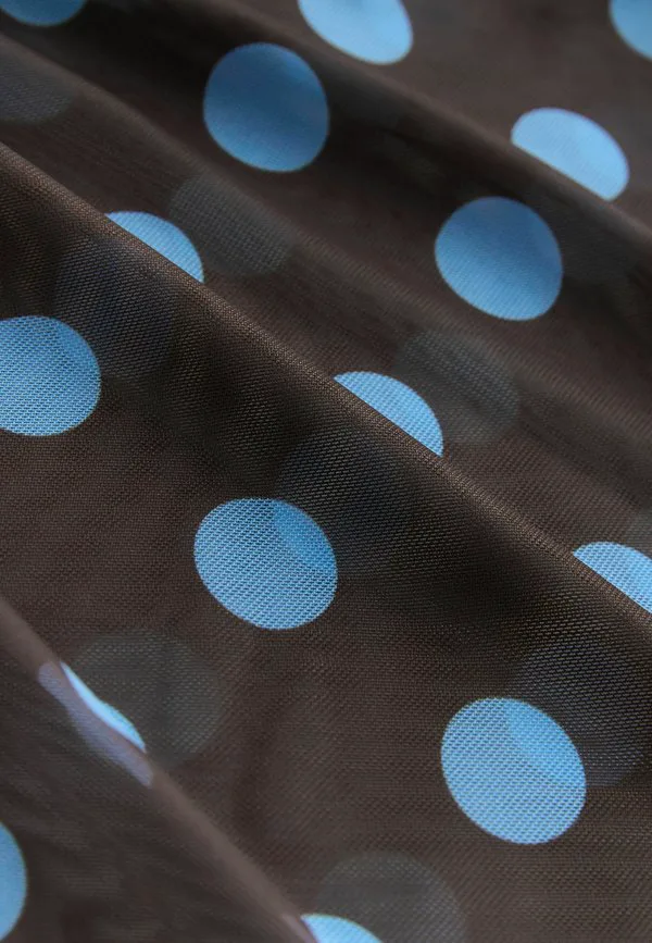 Блузка с длинными рукавами и присборенными боками Next, Chocolate Brown Blue Polka Dot — фото 3