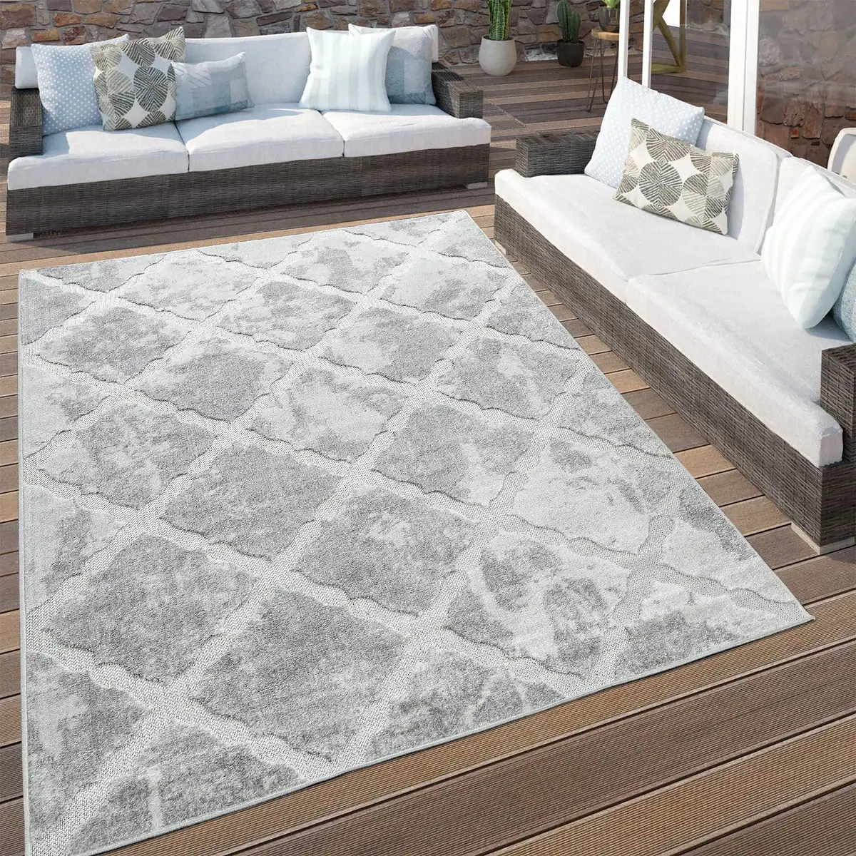 

Ковер Paco Home "Stilo 859", прямоугольный, высокая-низкая структура, подходит для использования внутри и снаружи помещения, гостиная 160х230 см, серый
