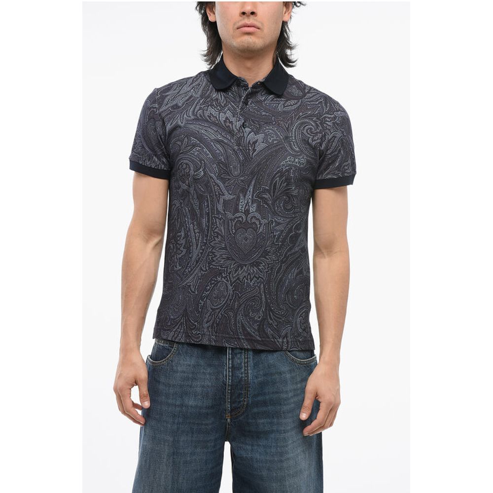 

Поло из хлопка Piquet с узором пейсли Etro, Blue