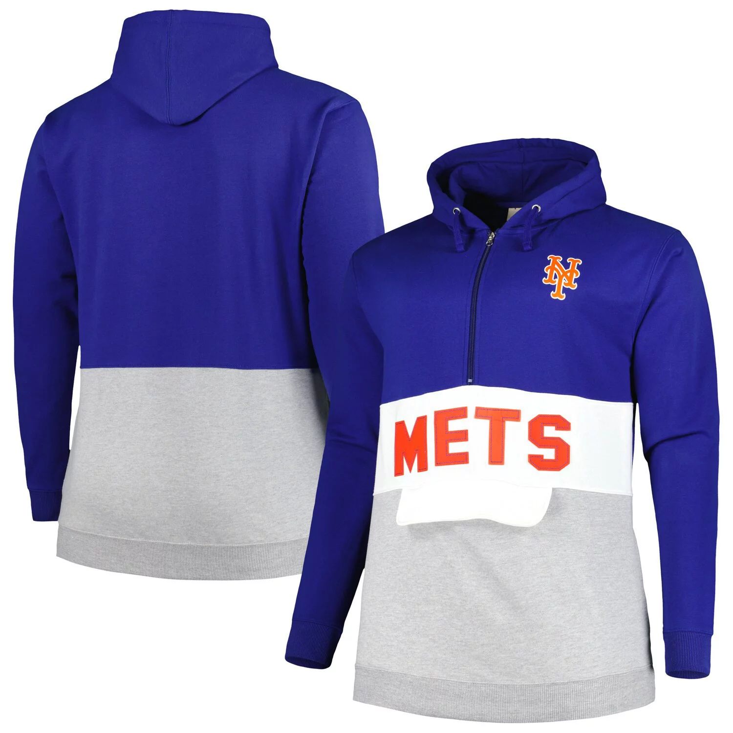 

Мужская флисовая толстовка с молнией до половины длины New York Mets Big & Tall королевского/белого цвета