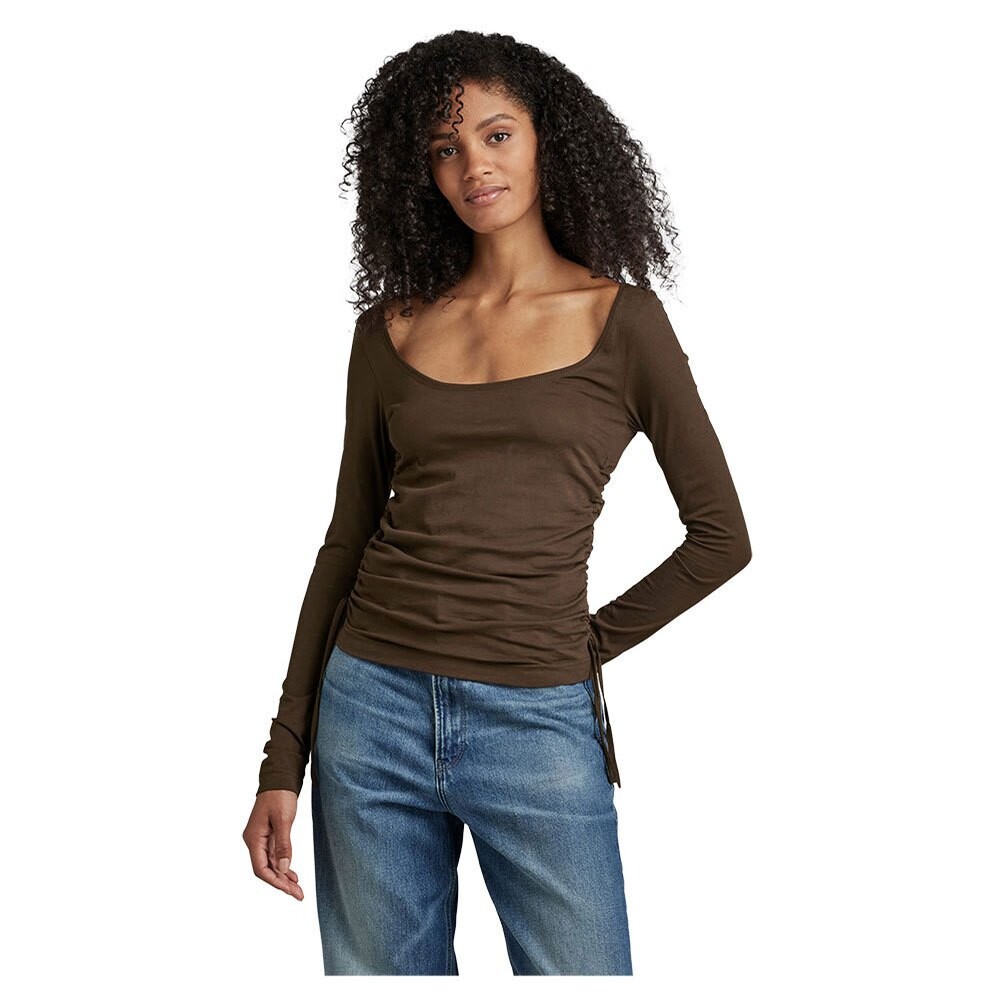 

Футболка G-Star Adjustable Slim Deep Scoop Long Sleeve Round Neck, коричневый