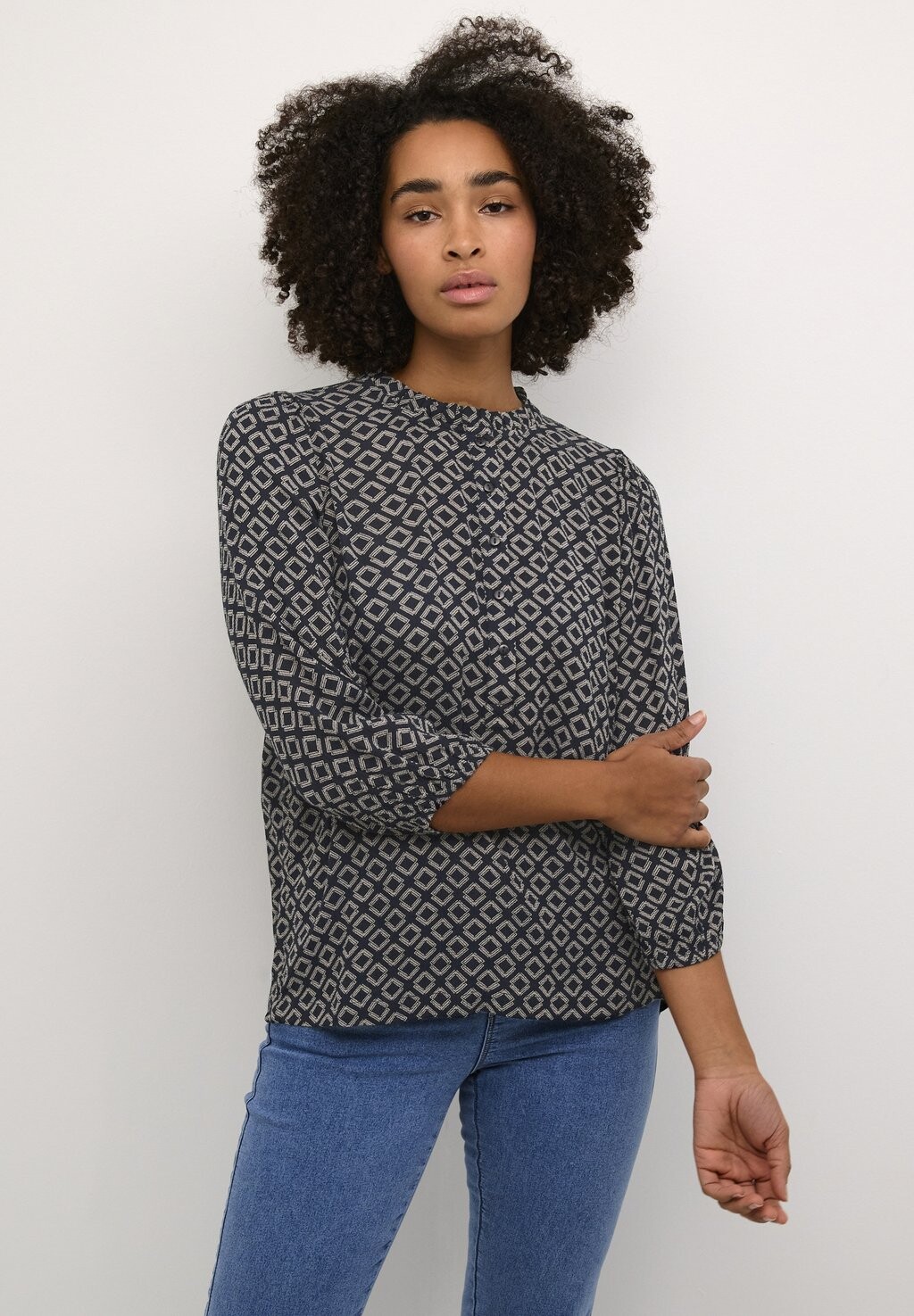 

Блузка Kaffe, цвет blue gray square print