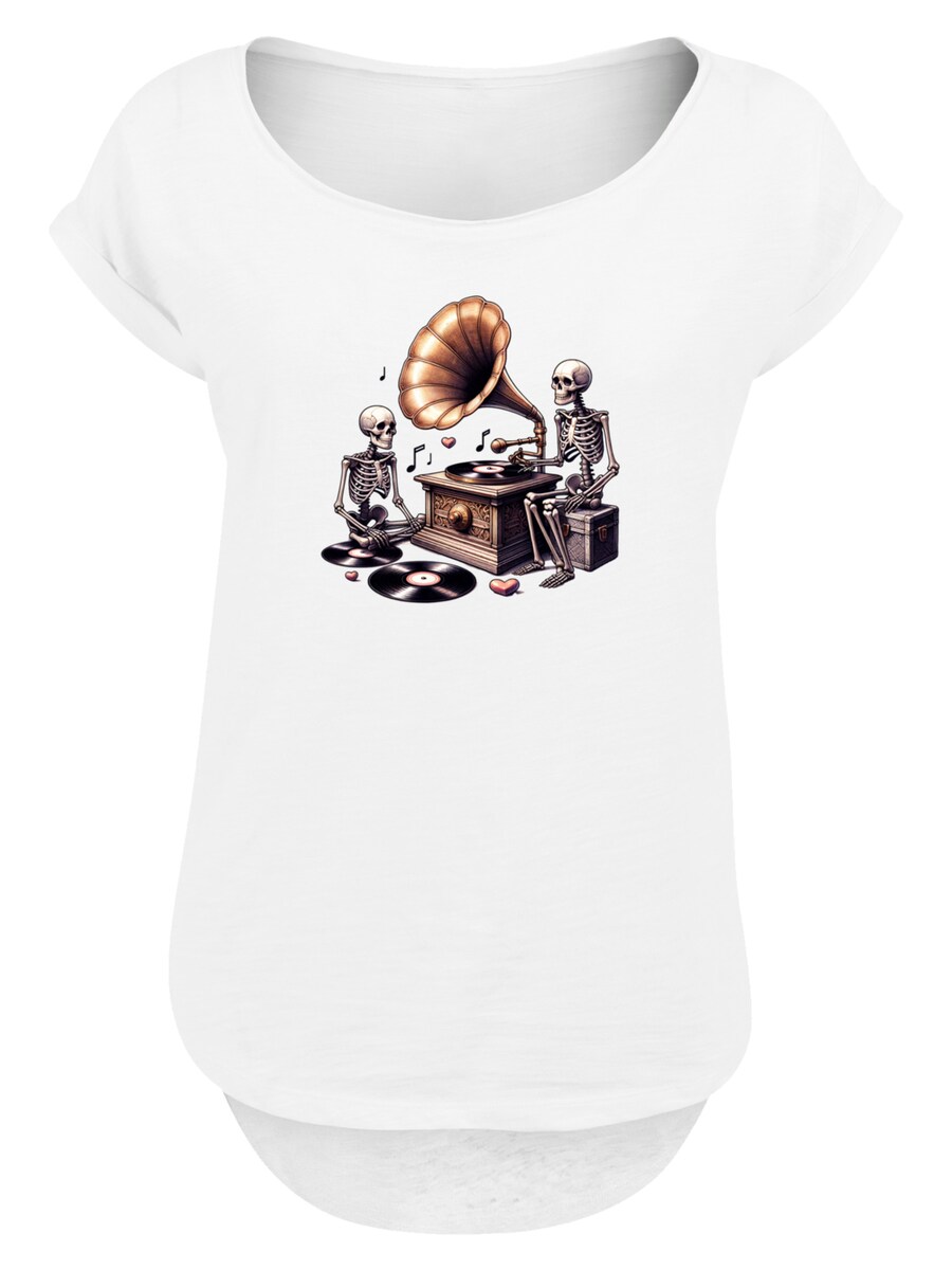 

Рубашка F4NT4STIC Gothic Skeleton Vintage Vinyl Plattenspieler, белый