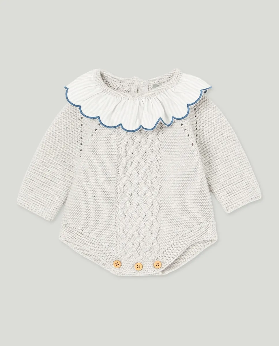 

Детский комбинезон с вязаными длинными рукавами, узором араны и принтом по всей поверхности Coconut El Corte Inglés, светло-серый