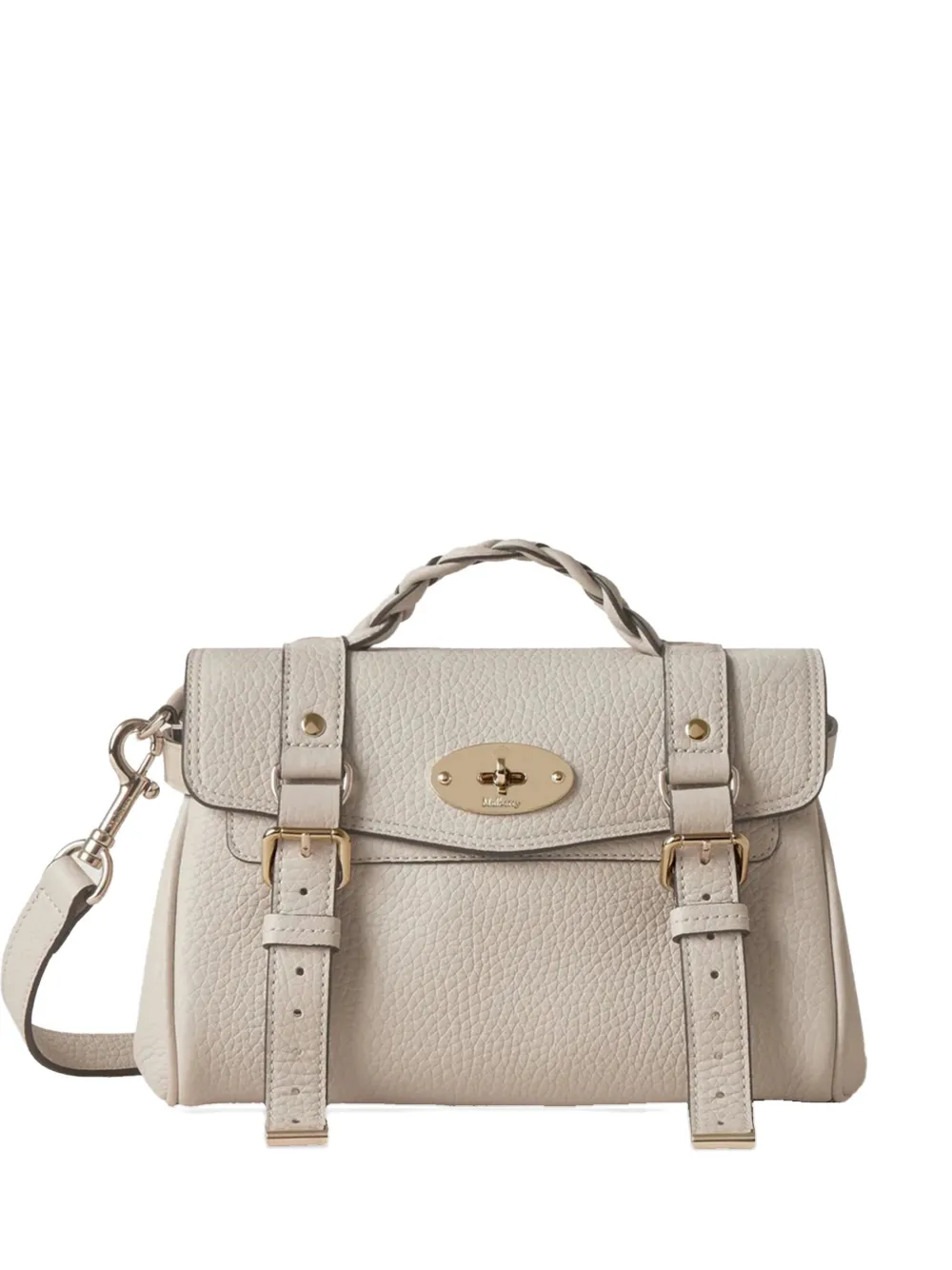 

Мини-сумка Alexa с плетеной ручкой и пряжкой Mulberry, нейтральный