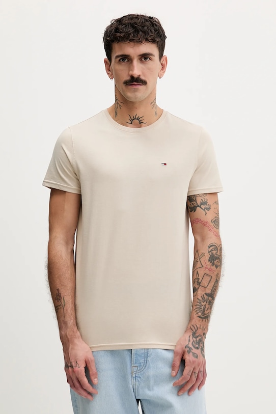 

Хлопковая футболка Tommy Jeans, бежевый
