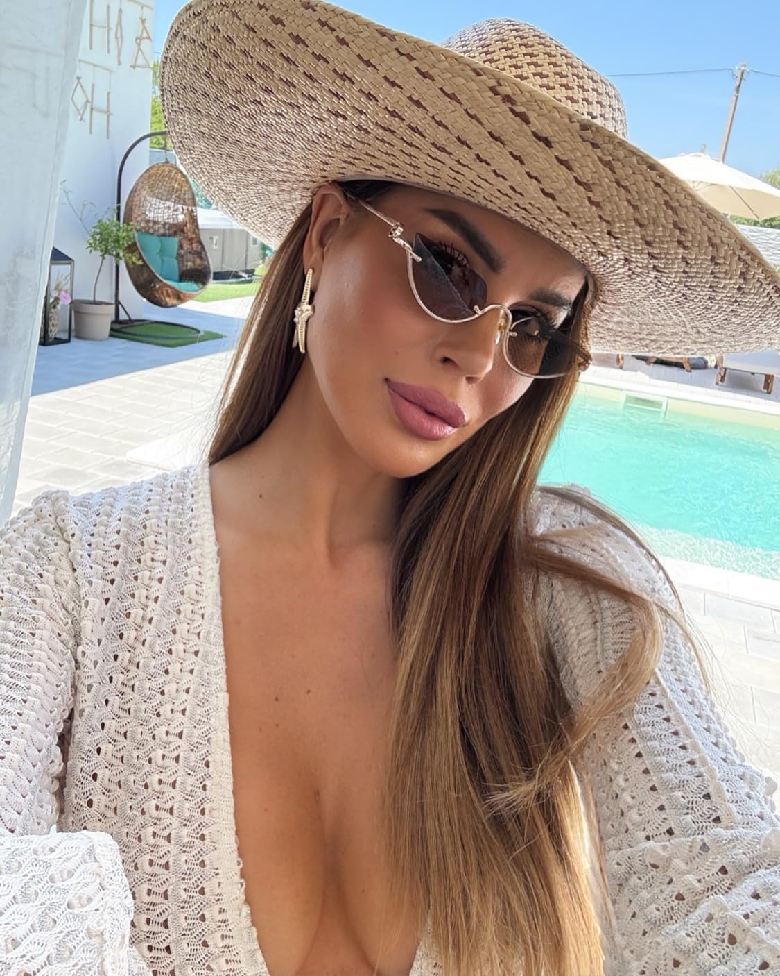 

Ретро-солнцезащитные очки «кошачий глаз» в полуободковой оправе для женщин, модные узкие золотистые солнцезащитные очки без оправы в стиле Y2K 2025 года Plerjom, Cat Eye-brown