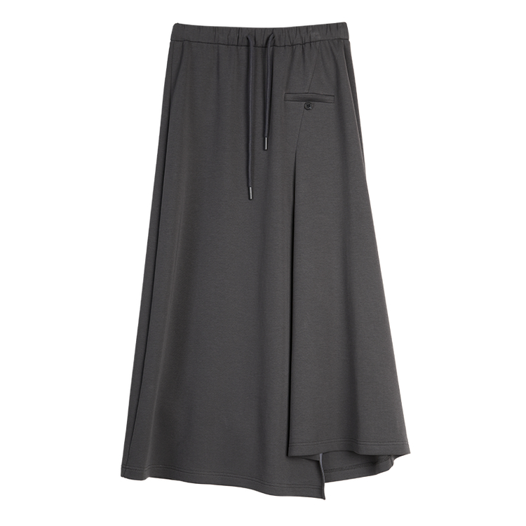 

ELLE Повседневная длинная юбка для женщин, средний размер, серый цвет, умеренная длина, юбка-трапеция средней длины