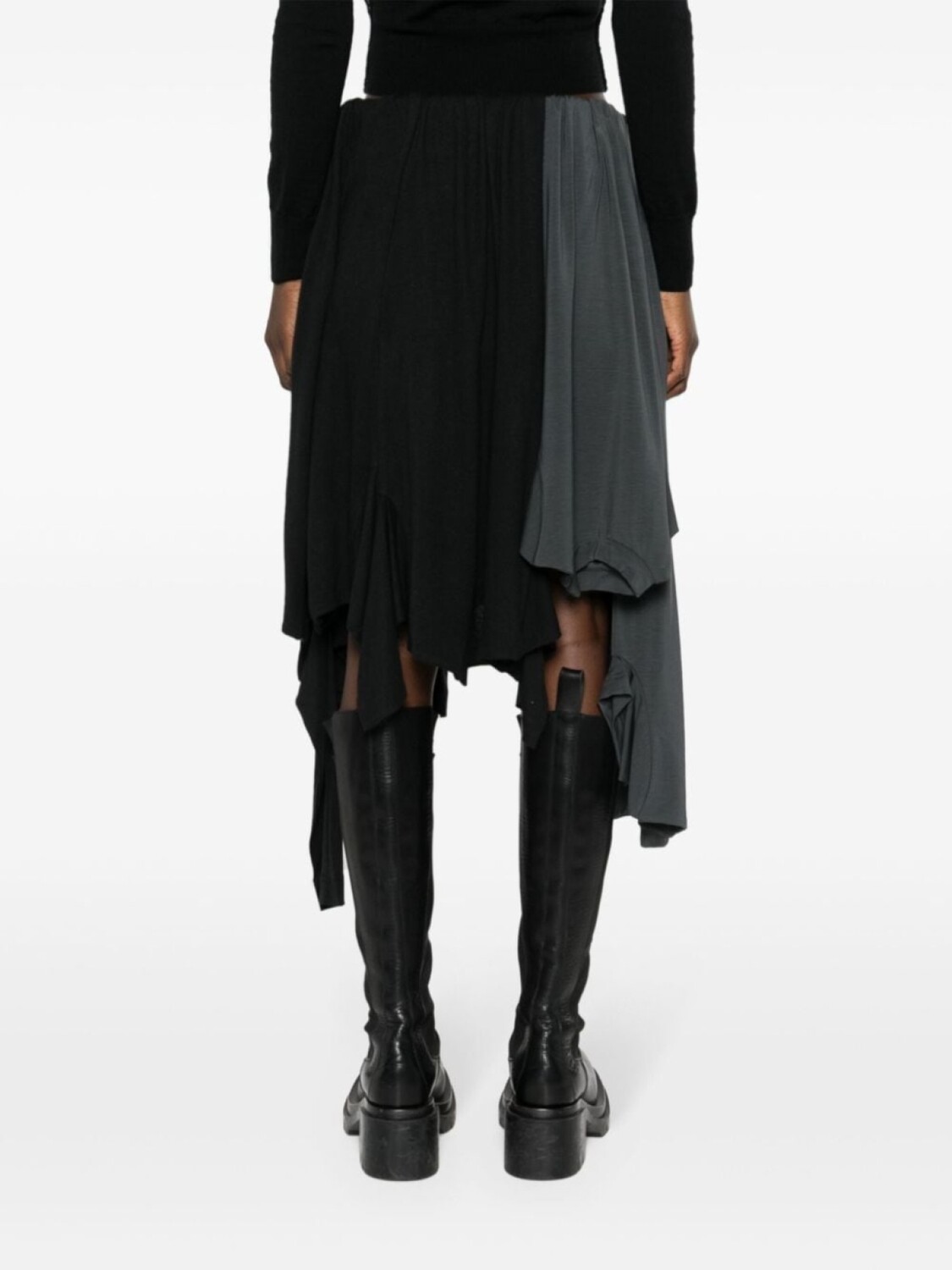 Футболка-юбка в стиле пэчворк Acne Studios, серый — фото 4