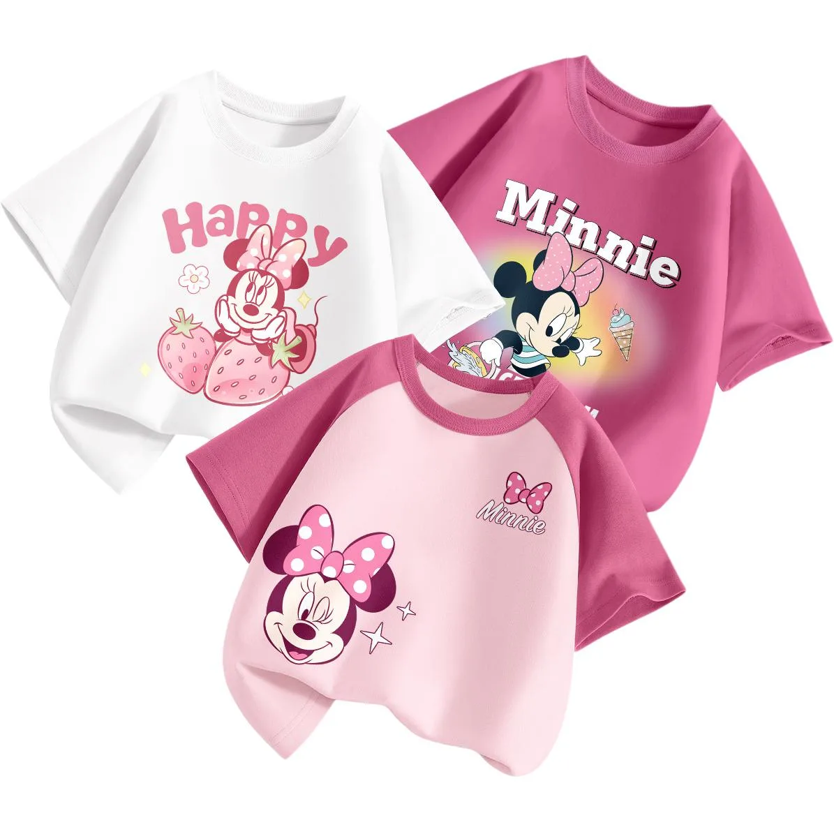 Футболка 3 шт, для детей 3-7 лет Disney, Dime Berry Berry Pink+Dile Play K Berry Red+Dile Lift K White — фото 2