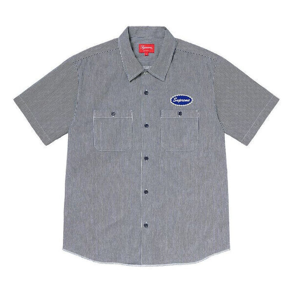 

Рубашка studded patch s/s work shirt 'grey blue white' Supreme, серый