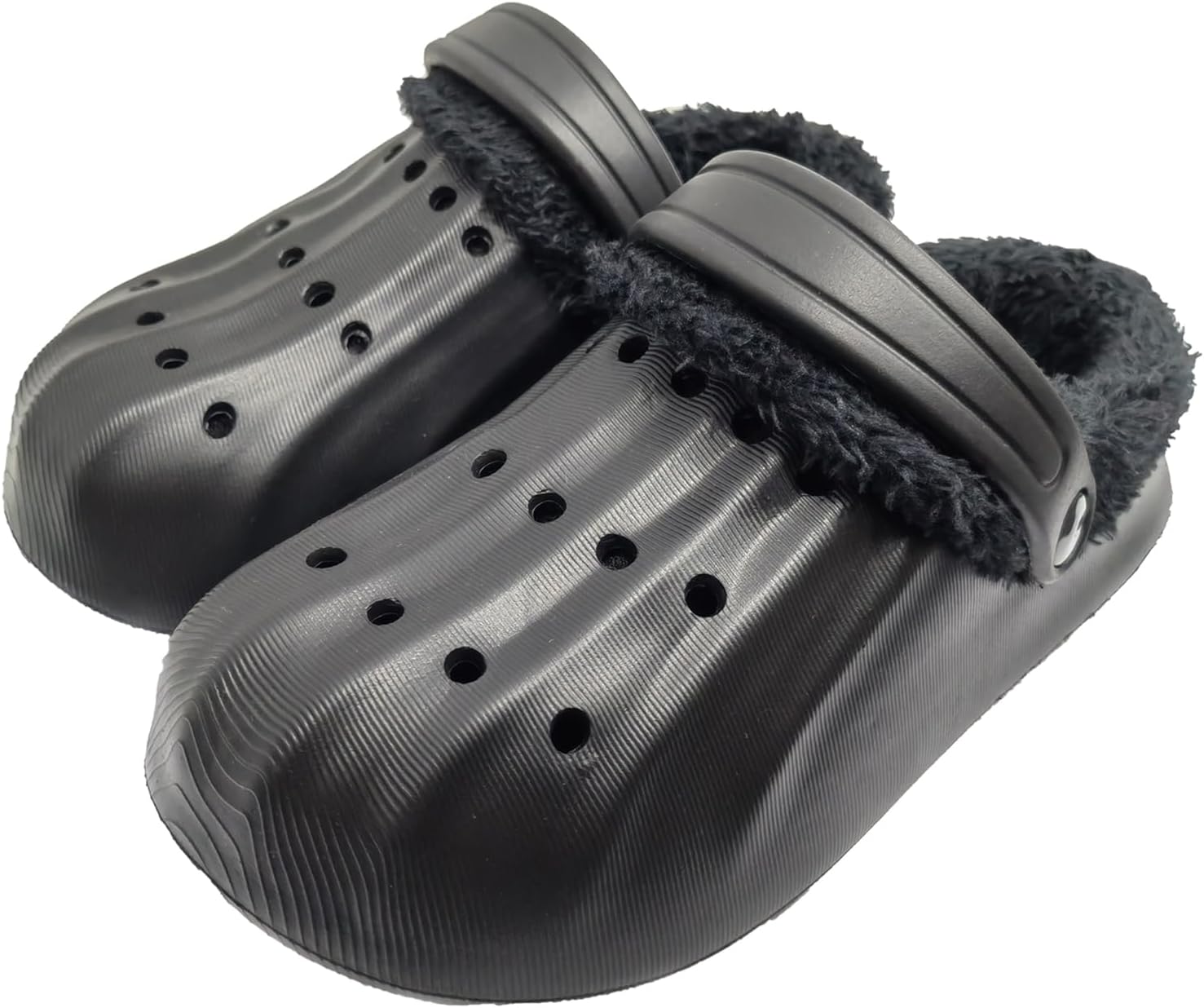 

Fdskwky Унисекс-взрослые пушистые сабо для улицы: садовая обувь на меховой подкладке для женщин и мужчин, зимние нескользящие теплые домашние тапочки без шнурков, черный