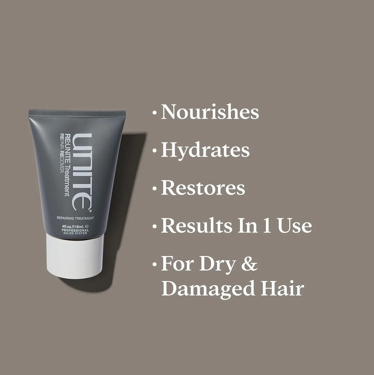 UNITE Hair - RE:UNITE Treatment - укрепляющее и восстанавливающее средство для поврежденных или перегруженных волос - восстанавливает силу, мягкость и эластичность - веганское средство без парабенов, 4 унции — фото 2
