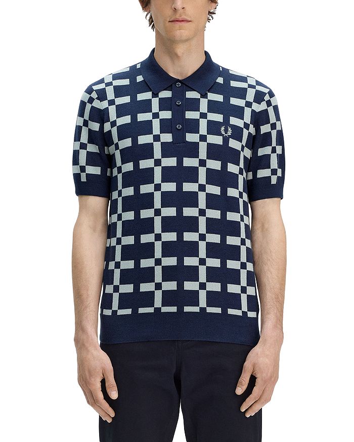 

Геометрическая джерси поло регулярного кроя Fred Perry, синий