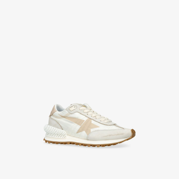 Беговые кроссовки Golden Goose Running marathon из замши и ткани с низким берцем, бежевый — фото 3
