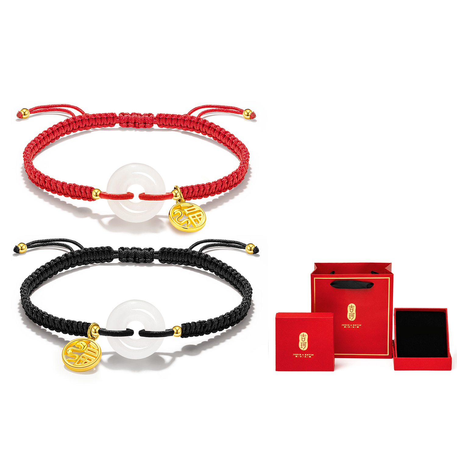 

Jodie＆Kevin Браслет из халцедона Jodie&Kevin на черном шнуре унисекс