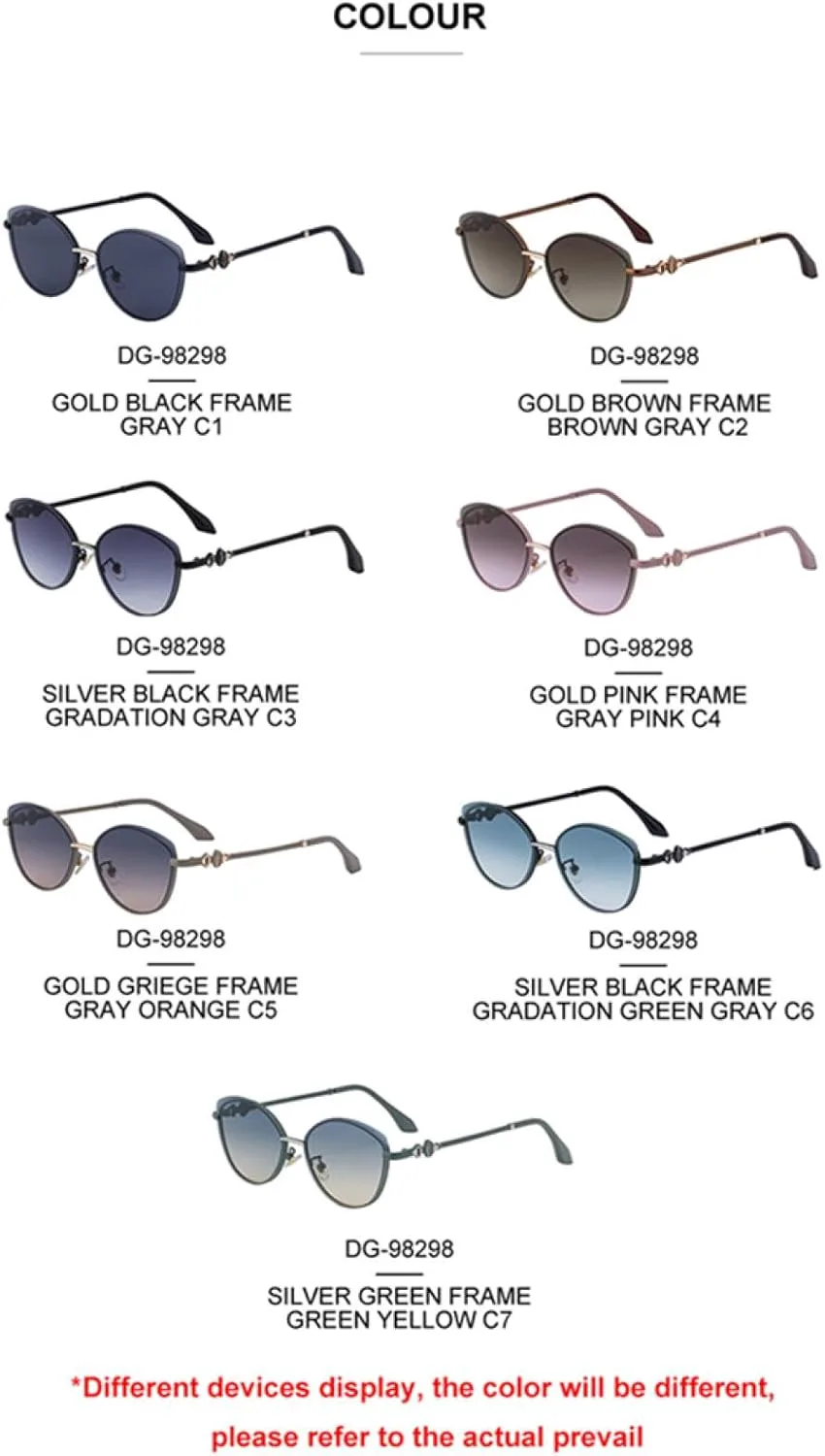 

Женские солнцезащитные очки без оправы, роскошная овальная металлическая оправа, винтажный стиль, защита от УФ-излучения UV400 TOIPASTN, C5goldgrayorange