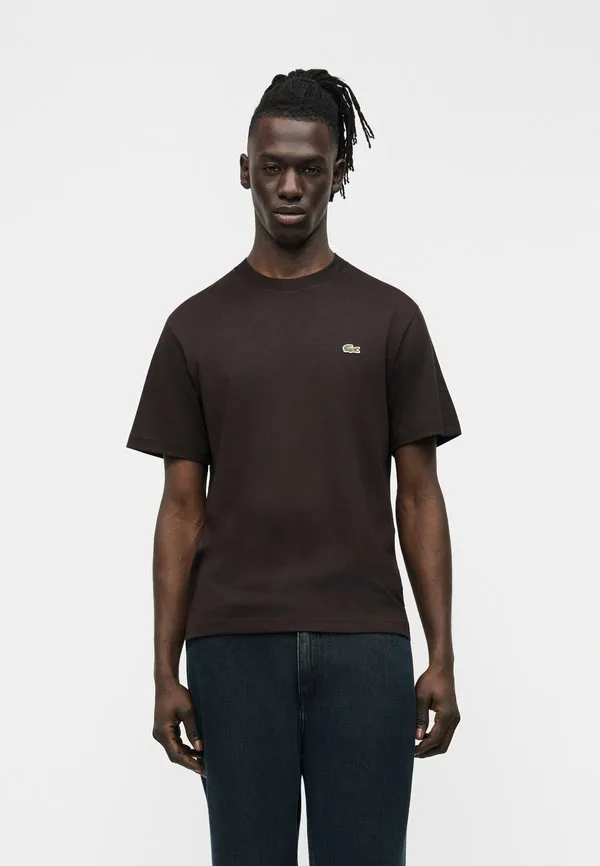 Футболка Lacoste, Однотонная, темно-коричневый