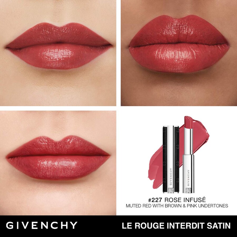 Le Rouge Interdit Атласная увлажняющая губная помада Givenchy, 0.11 oz /3.2 g, 227 Rose Infusé — фото 3