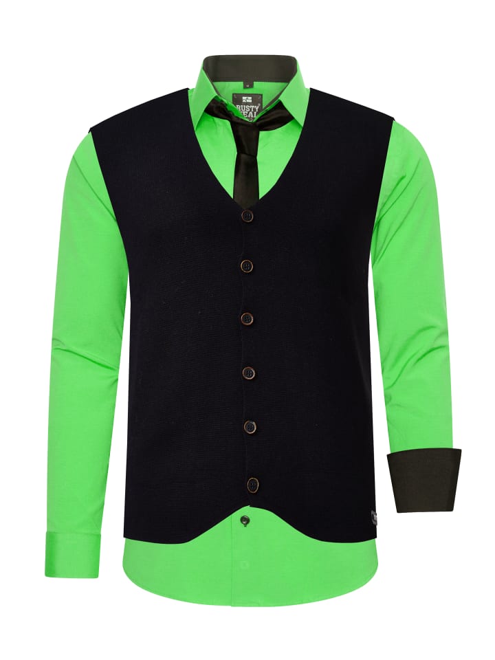 

Рубашка с жилетом и галстуком, комплект из 3 предметов зеленого цвета Rusty Neal