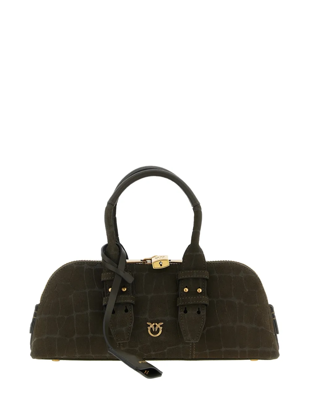 

Маленькая кожаная сумка-тоут Escape Baguette Pinko, зеленый