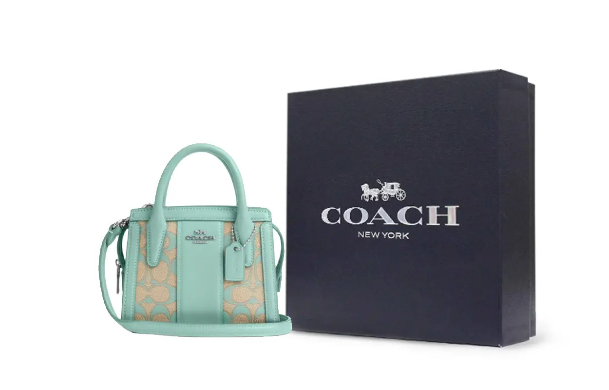 

COACH Мини-сумка из коровьей кожи для женщин, серебристая и выцветшая синяя