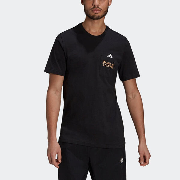 Футболка pocket tee m embroidered sports short sleeve black Adidas, черный — фото 2
