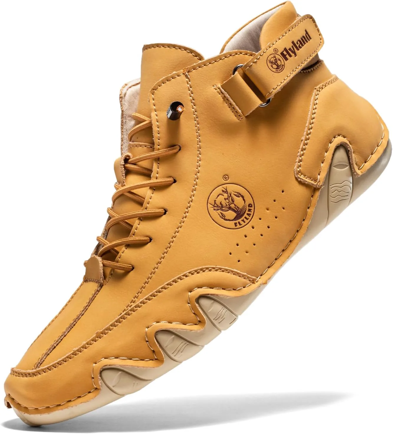 

Мужские повседневные кожаные кроссовки FLYLAND, ботинки Чукка на щиколотку, слипоны, легкие лоферы для ходьбы и вождения, золотой