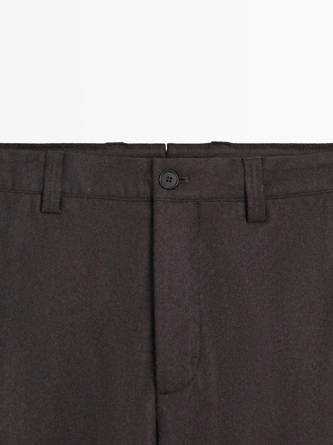 Брюки из смесовой шерсти в стиле total look Massimo Dutti, brown — фото 4