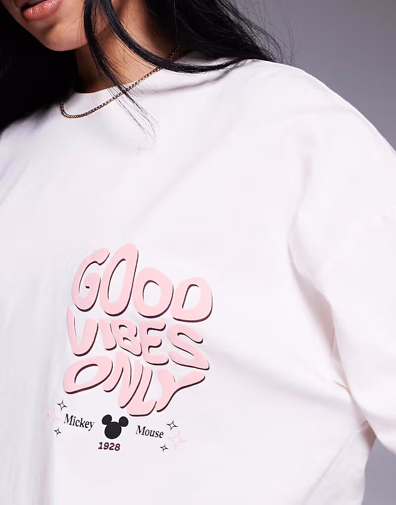 

Футболка унисекс оверсайз ASOS DESIGN Disney с принтом Микки Мауса белого цвета