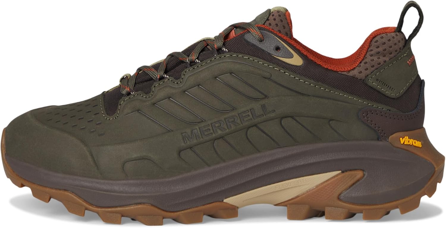 Мужские водонепроницаемые кожаные кроссовки Merrell Moab Speed 2, Olive — фото 4