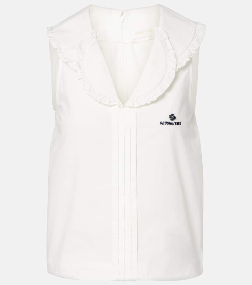 

Женский топ из хлопка с рюшами Shushu/Tong, White