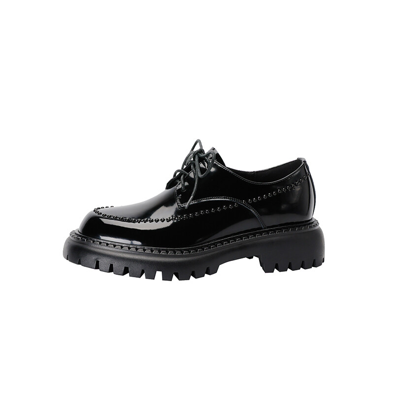 

Туфли женские повседневные Women's Casual Shoes Women's Yikefei, цвет Black shiny leather