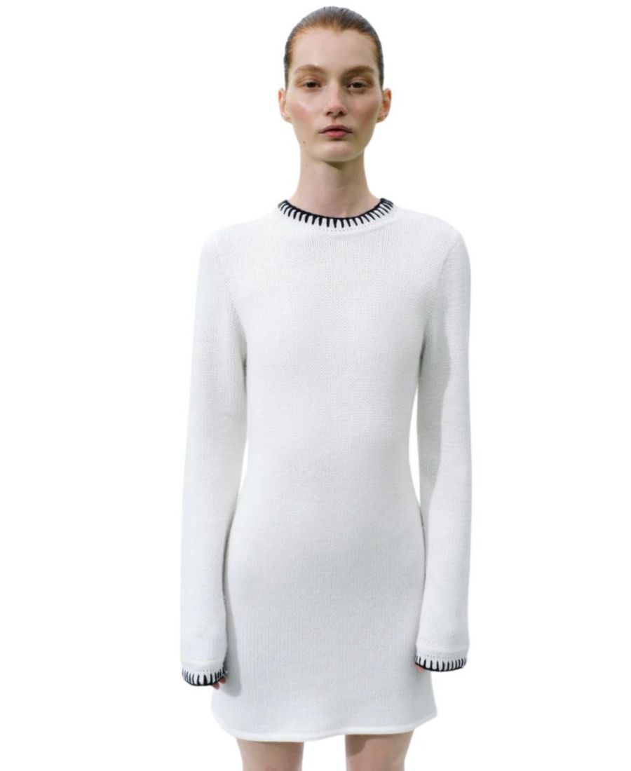 

Женское мини-платье Scarlett из шерсти с контрастной строчкой Labeca London, White