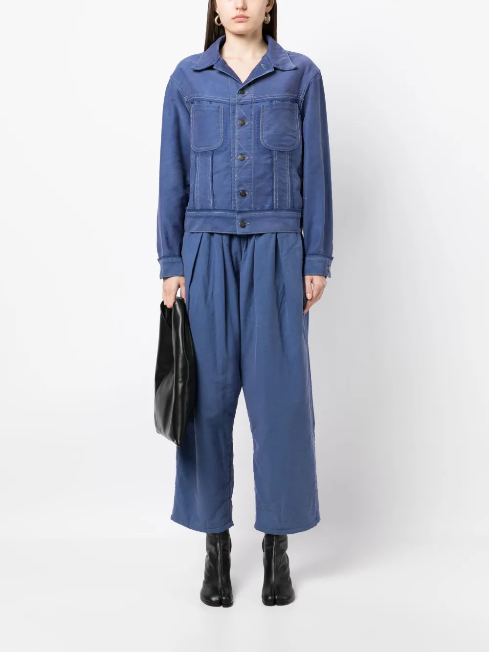 Укороченные брюки с низким шаговым швом MAISON MARGIELA, синий — фото 2
