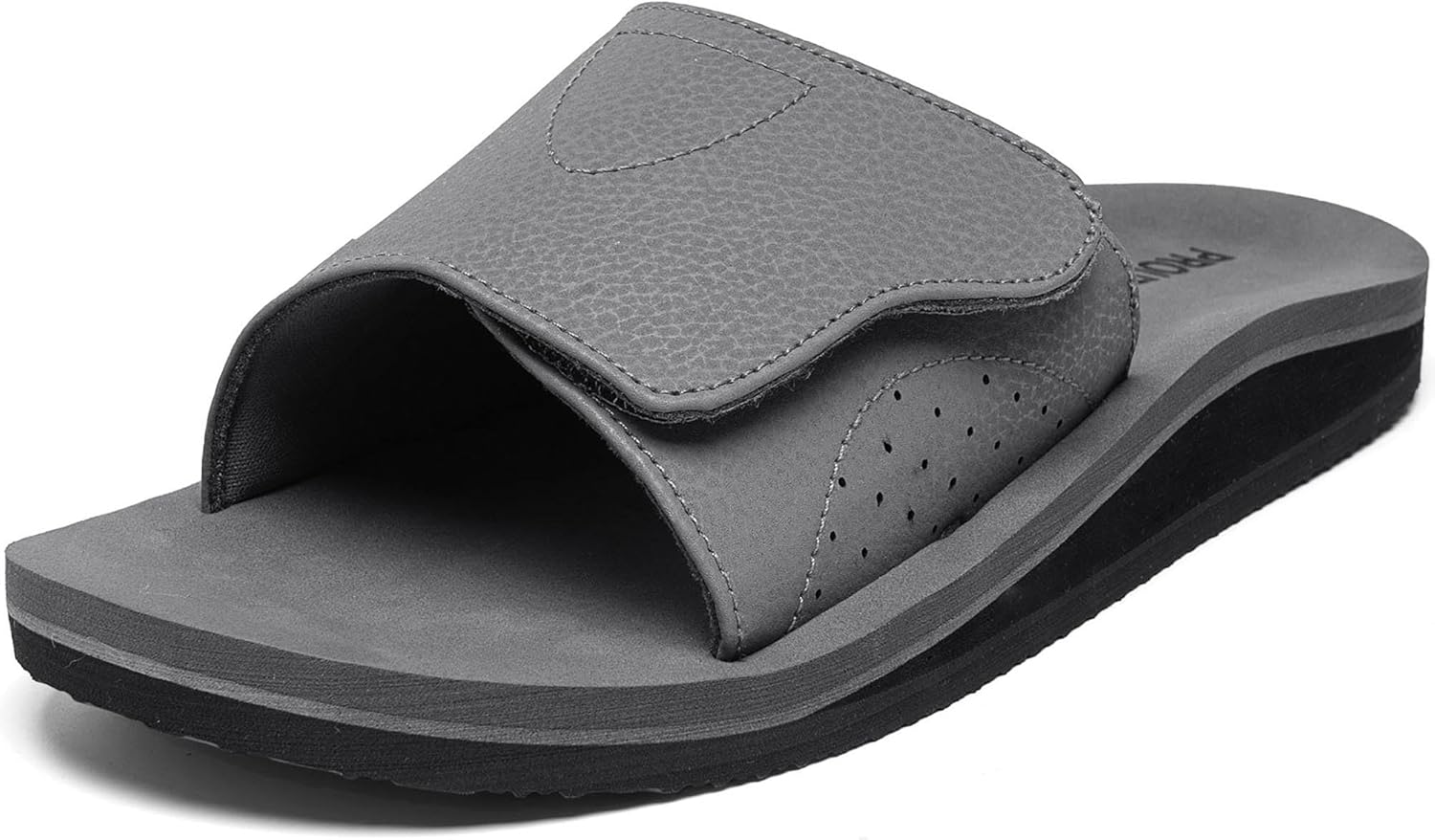 

Мужские широкие сандалии слайд с эргономичным дизайном, полностью регулируемым ремешком и удобной посадкой, ортопедической поддержкой свода стопы, спортивные сандалии с мягкой подошвой Proutdor, серый