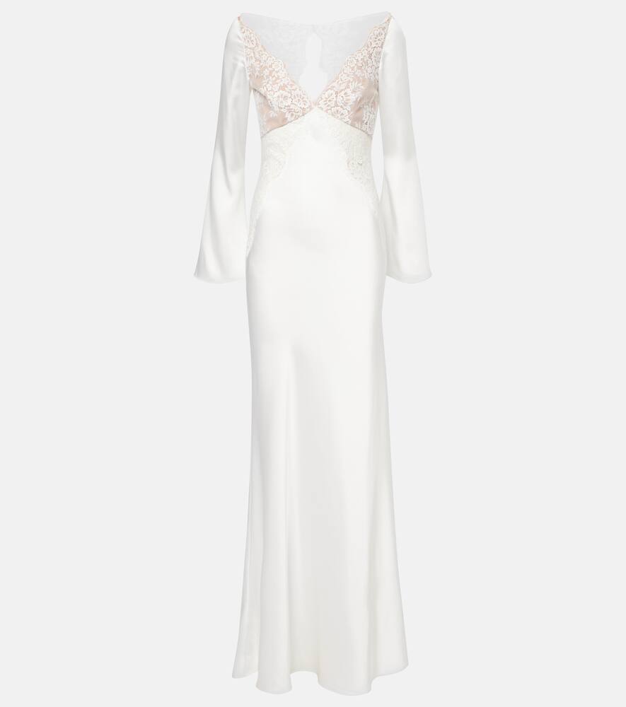 

Платье из сатина с кружевной отделкой Christopher Kane Self-Portrait, White