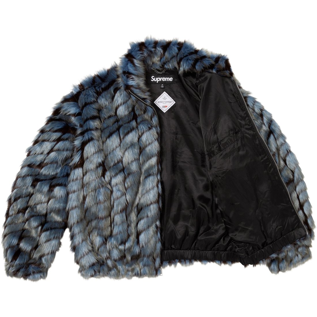 Supreme Двухцветная ветрозащитная куртка с искусственным мехом, Blue — фото 4