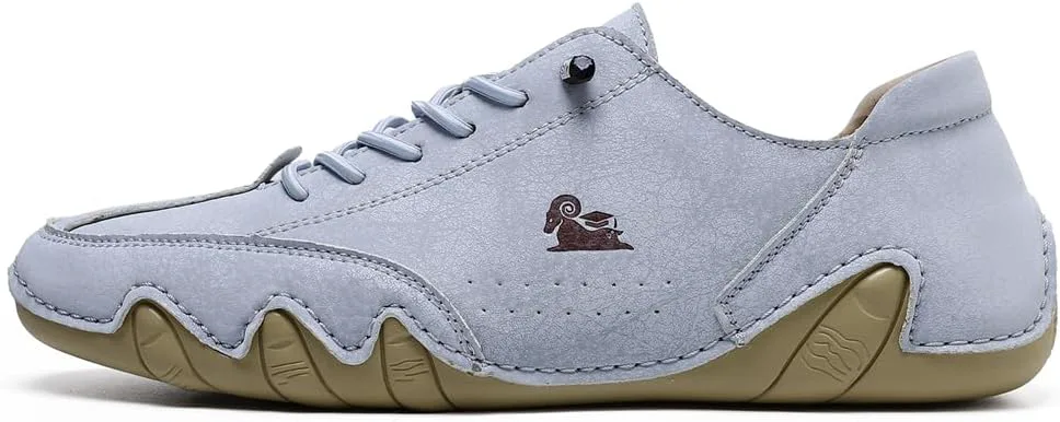 

Мужские низкие кроссовки ручной работы из водонепроницаемой кожи, мужские мягкие прогулочные туфли, мужская повседневная обувь Abborora, светло-голубой