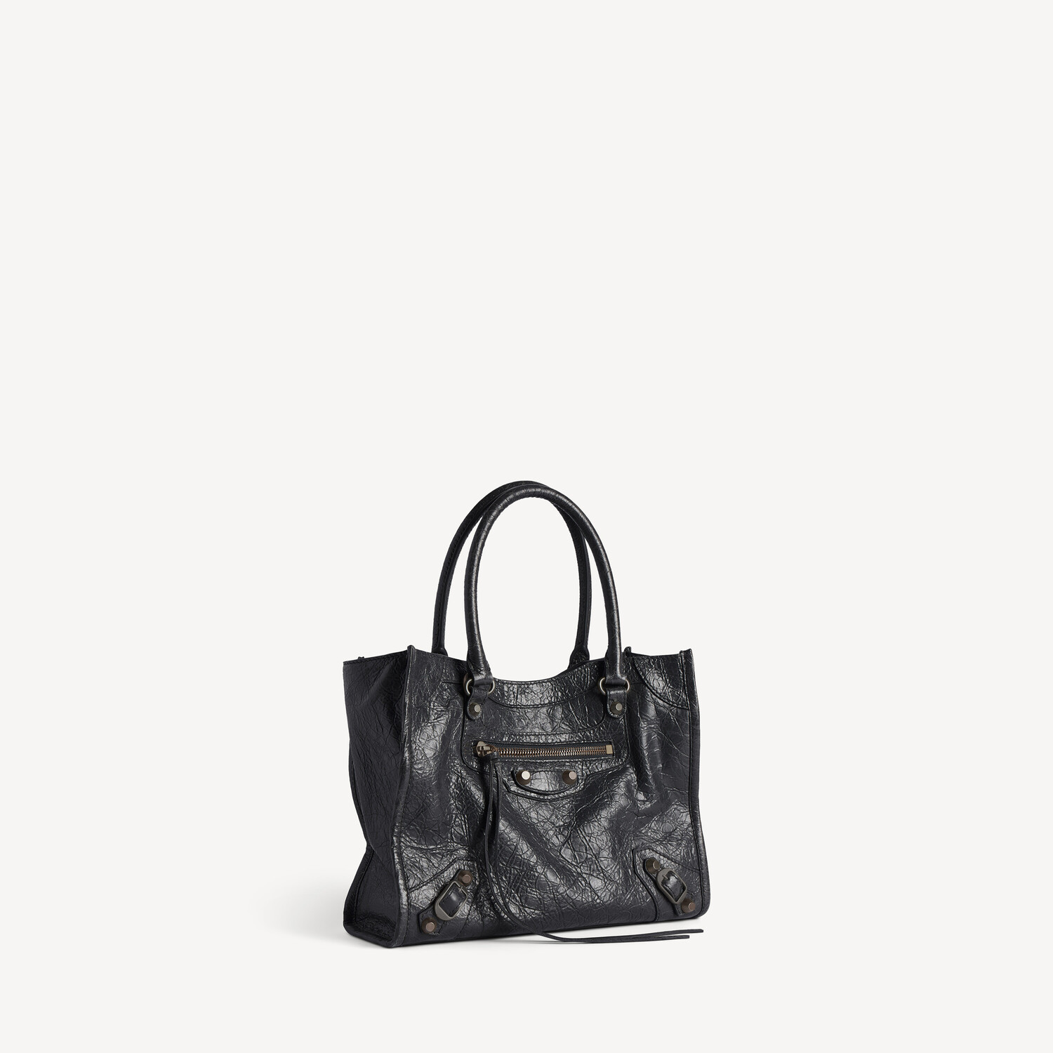 BALENCIAGA Женская мини-сумка-тоут Le City в черном цвете — фото 2