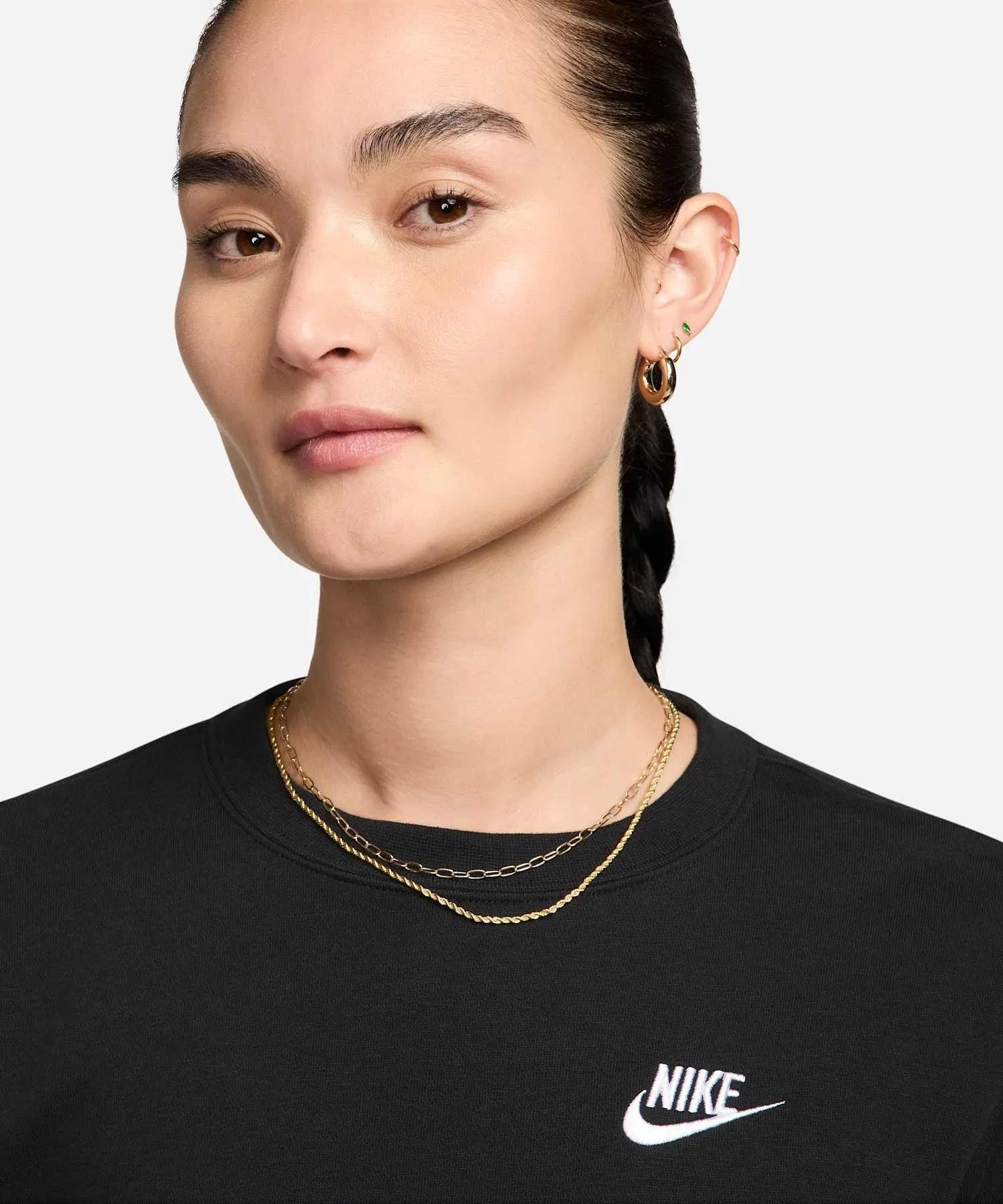 Женская толстовка Nike Sportswear Club Fleece с круглым вырезом DQ5474-010, черная. — фото 3