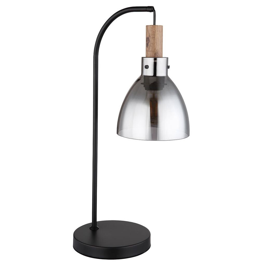 

Настольная лампа, металл, черный, дымчатое стекло, имитация дерева Globo Lighting