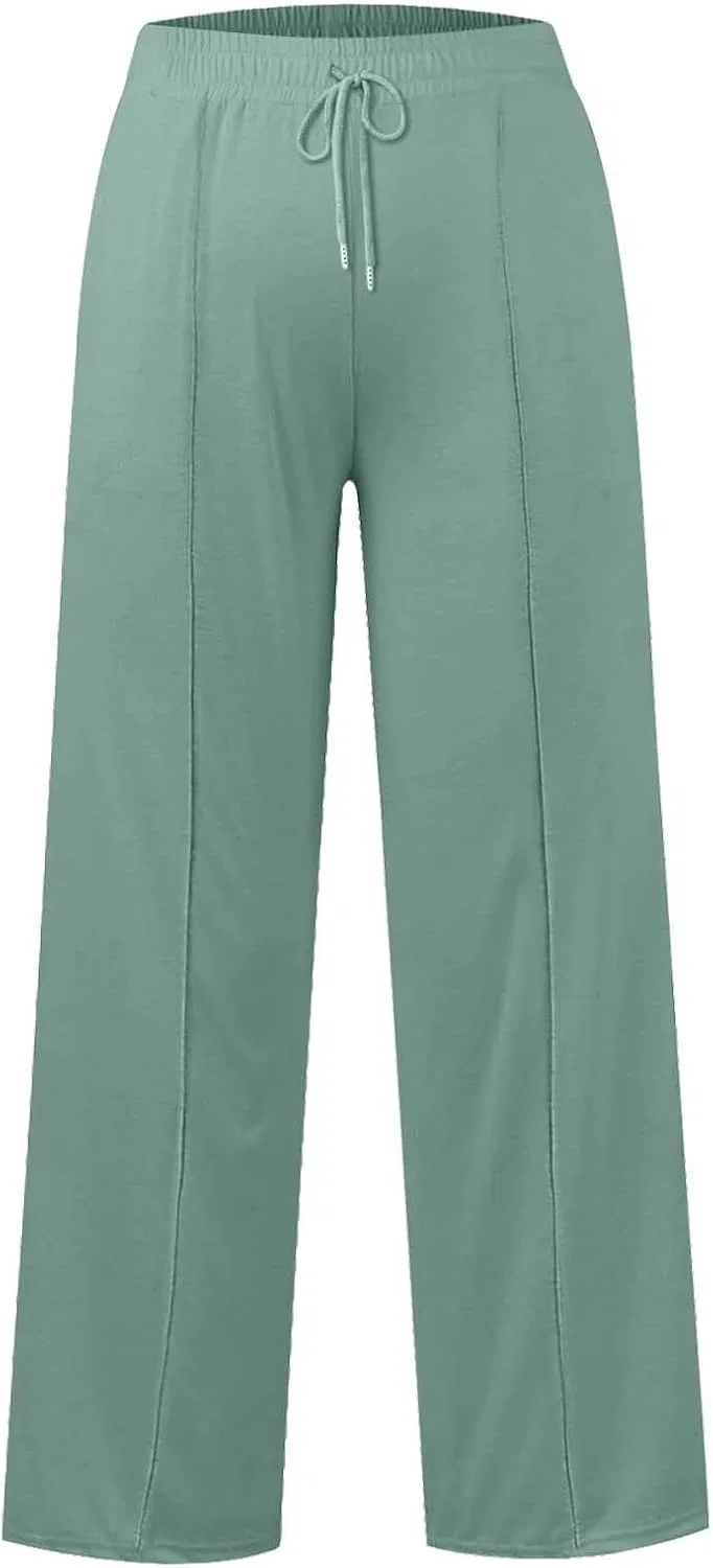 Женские спортивные брюки, широкие, на высокой талии, с завязкой, green, 4 — фото 2