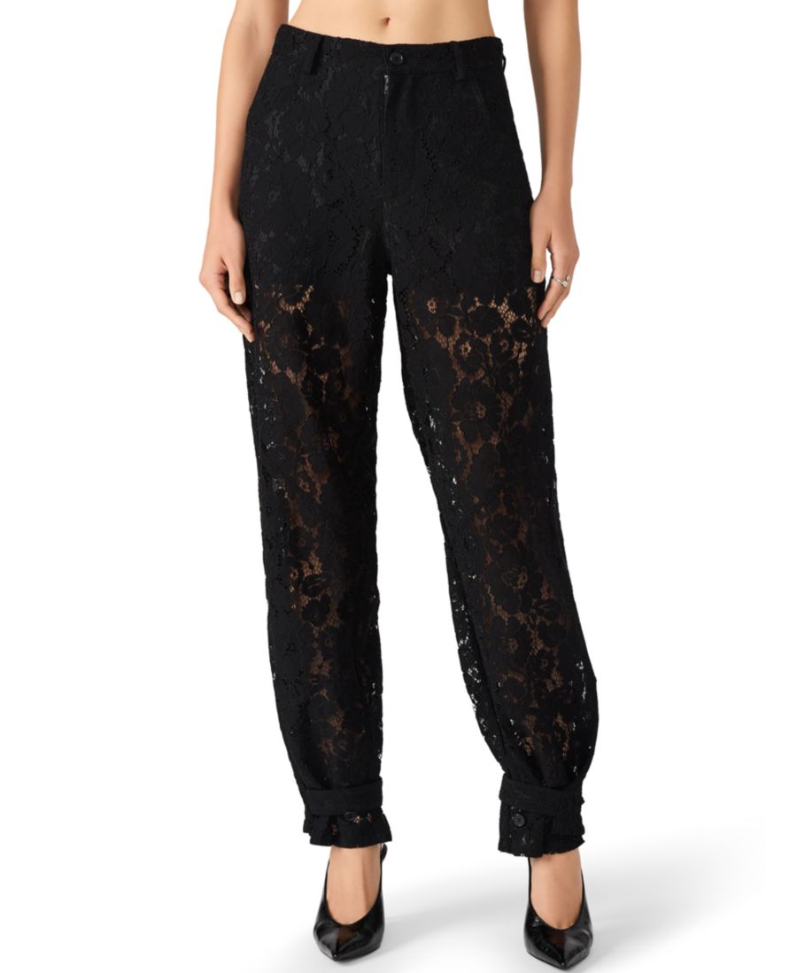 

Женские кружевные брюки средней посадки с ремешками на щиколотке Steve Madden, Black